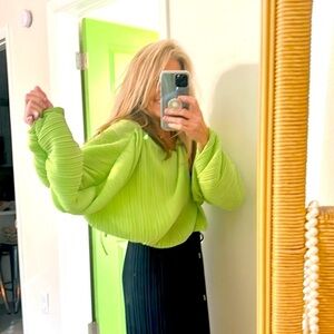Gabriella Karefa-Johnson,Future Collective NeonGreen Plisse Croissant Top,Size L